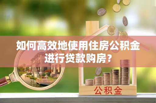 新干如何高效地使用住房公积金进行贷款购房？